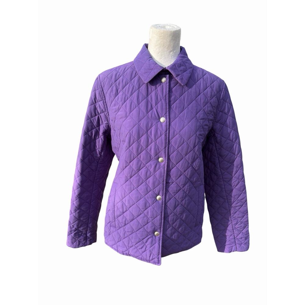 Jones New York Quilted Snap Button Purple Chore Coat Jacket Women's Medium